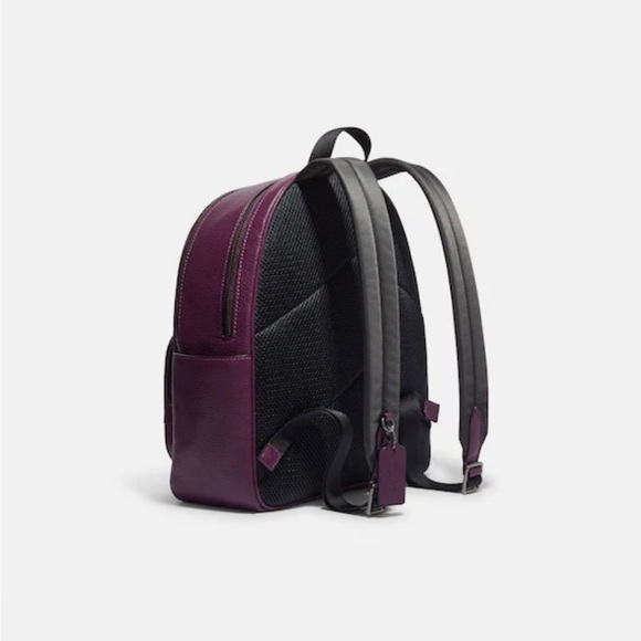 New! COACH Court Backpack bag leather purple boysenberry travel laptop GIFT! - Picture 2 of 7